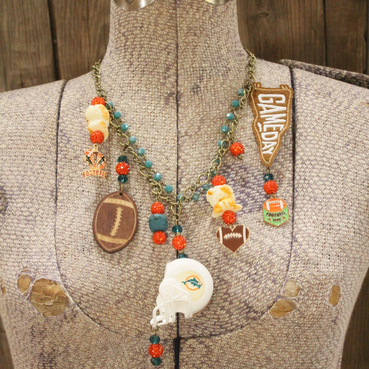 Gameday W/ the Miami Dolphins Charm'd Necklace