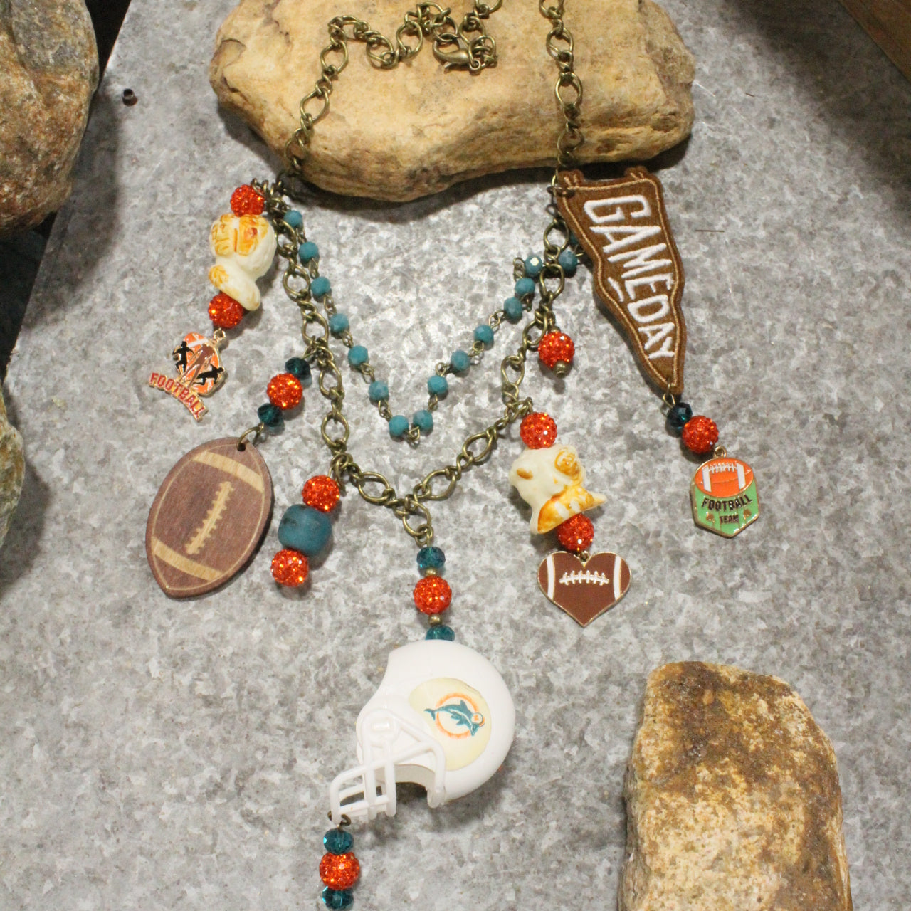 Gameday W/ the Miami Dolphins Charm'd Necklace