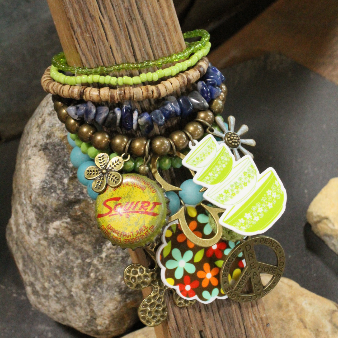 Take Me Back To Spatter Ware Blue Charm'd Bracelet Set