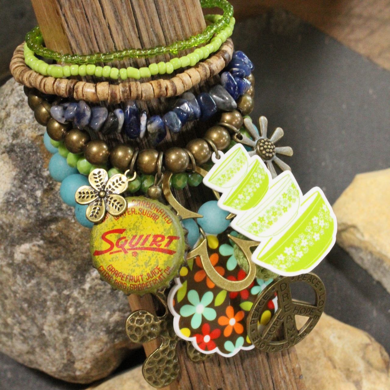 Take Me Back To Spatter Ware Blue Charm'd Bracelet Set