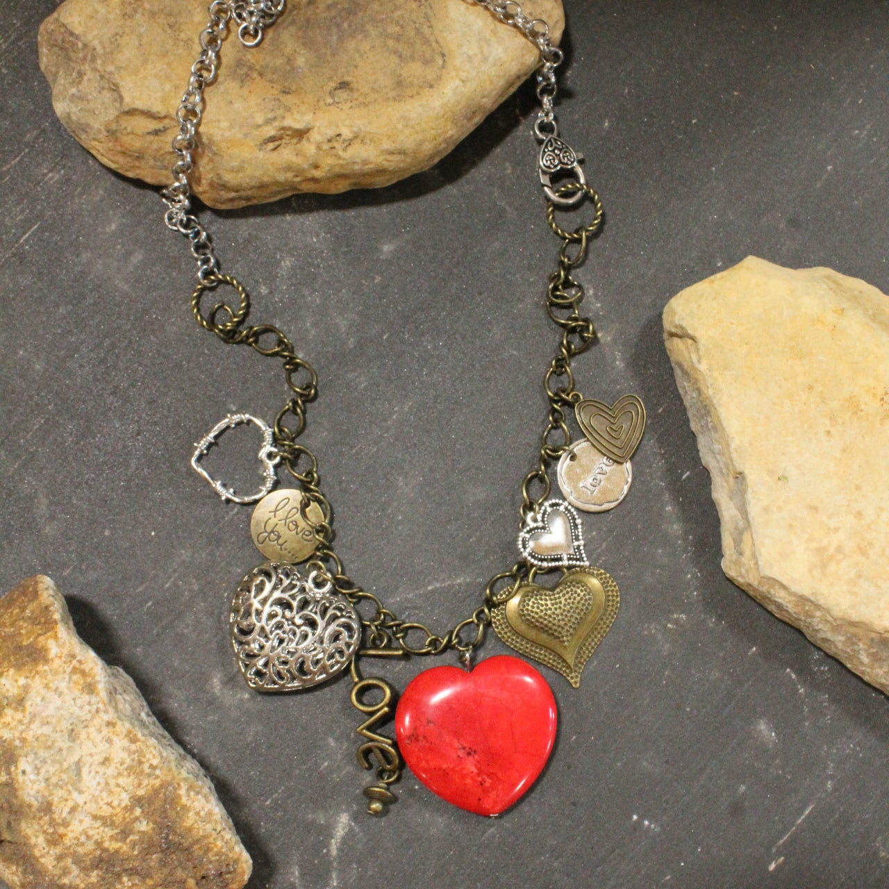 Passion Stone Heart Charmed Necklace
