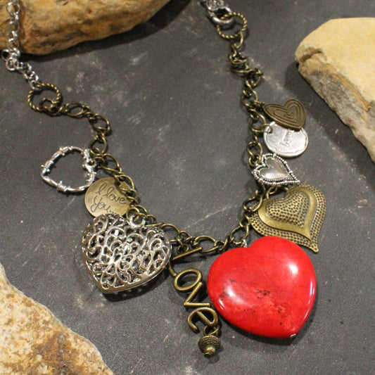 Passion Stone Heart Charmed Necklace