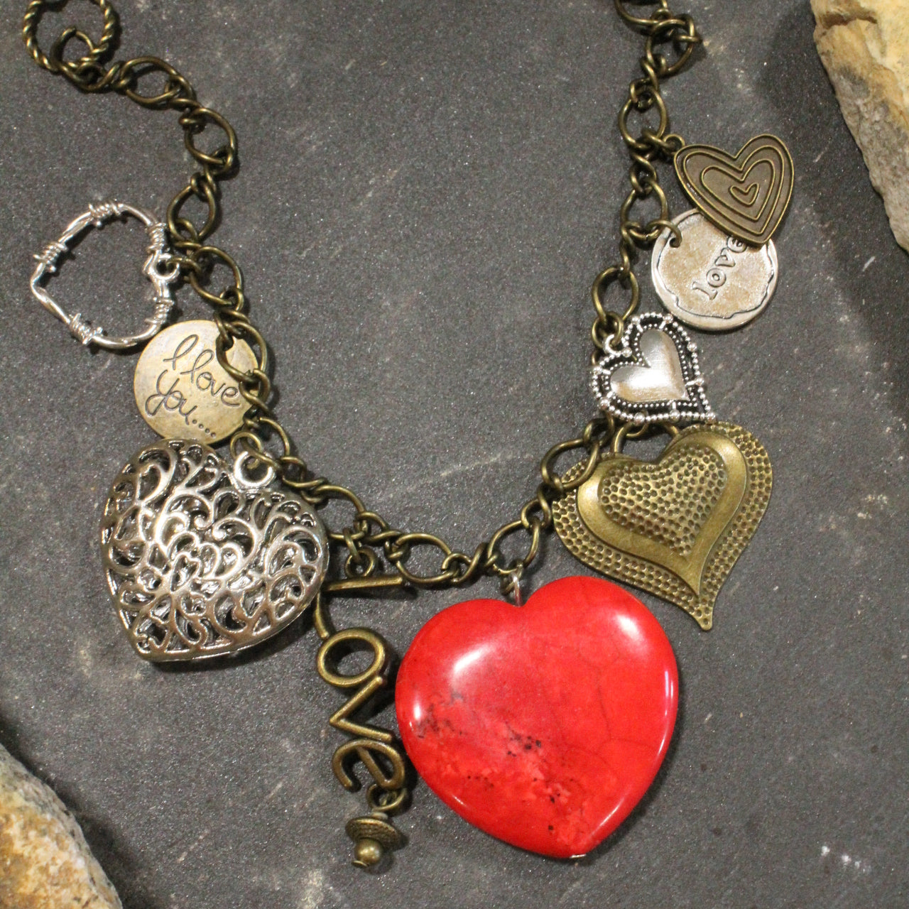 Passion Stone Heart Charmed Necklace
