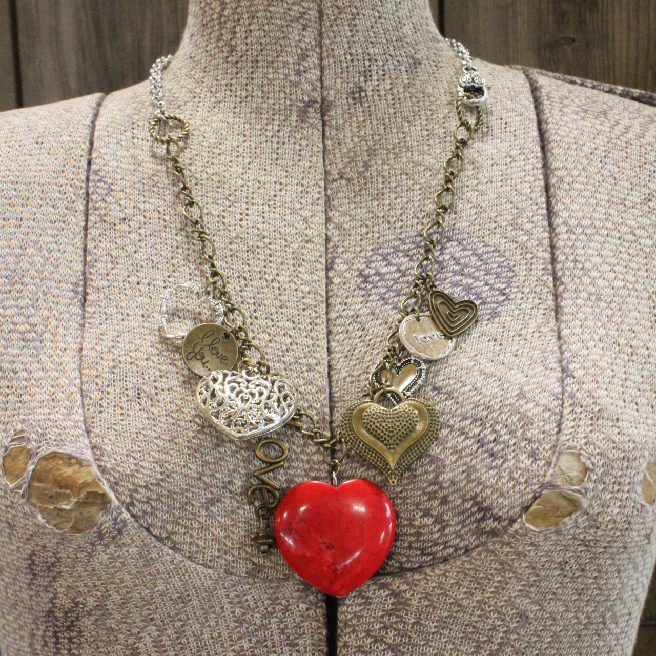 Passion Stone Heart Charmed Necklace