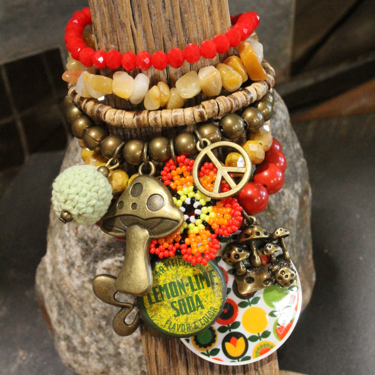 Take Me Back To Spatter Ware Red Charm'd Bracelet Set