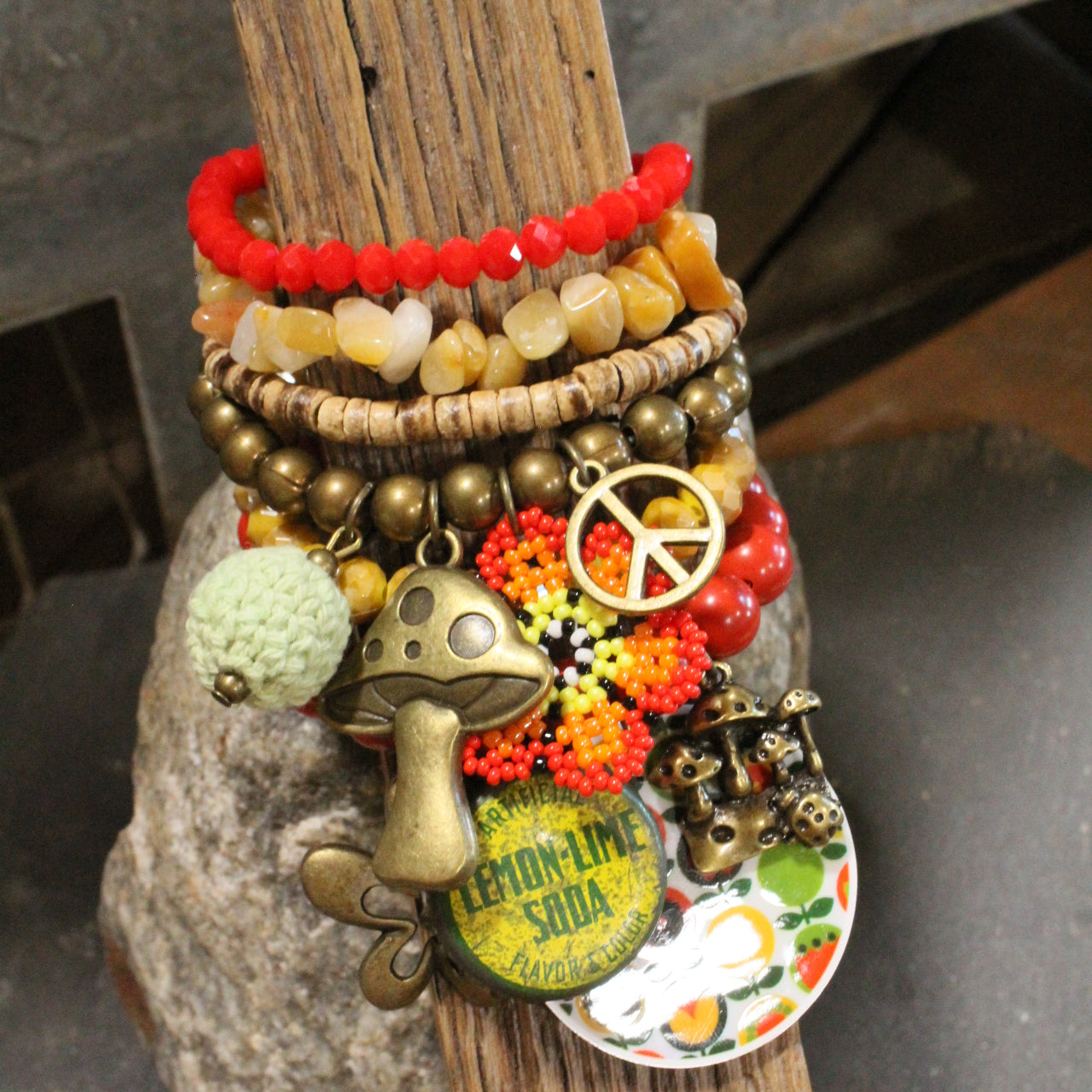 Take Me Back To Spatter Ware Red Charm'd Bracelet Set