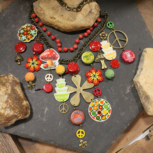 Take Me Back To Spatter Ware Red Layered Necklace