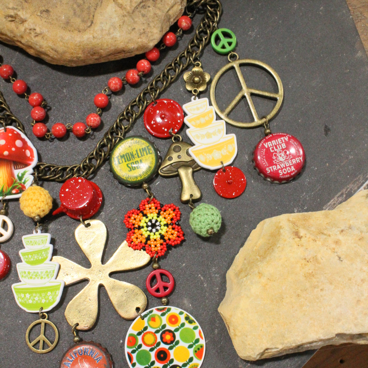 Take Me Back To Spatter Ware Red Layered Necklace