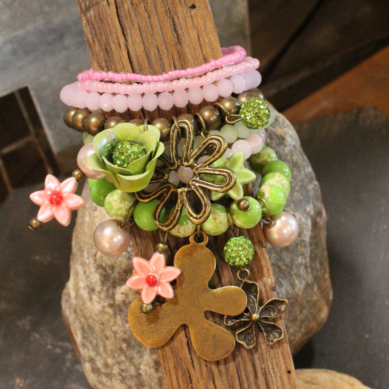 Color Explosion Summer Breeze Flower Charm'd Bracelet Set