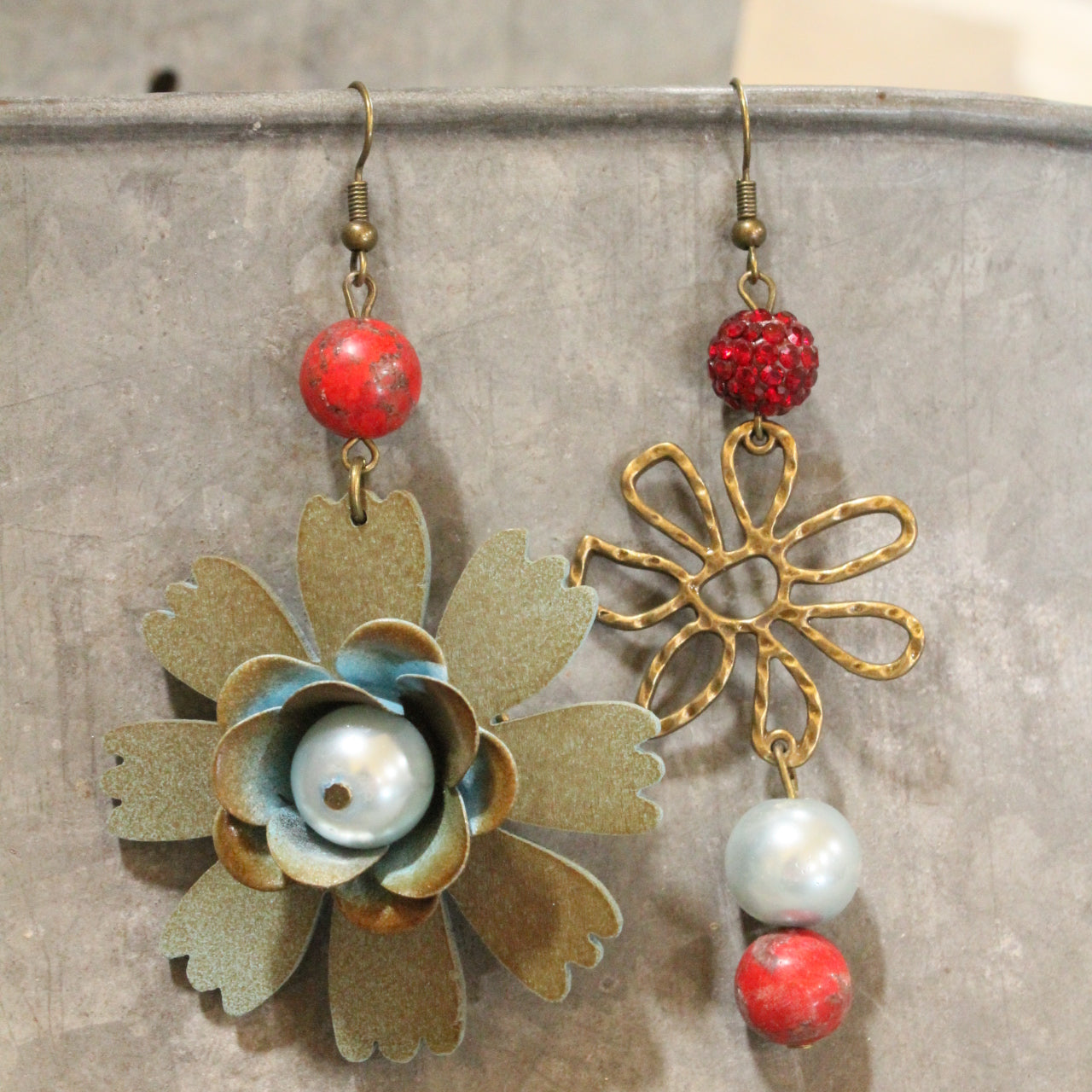 Color Explosion Turquoise Flower Dangle Earrings