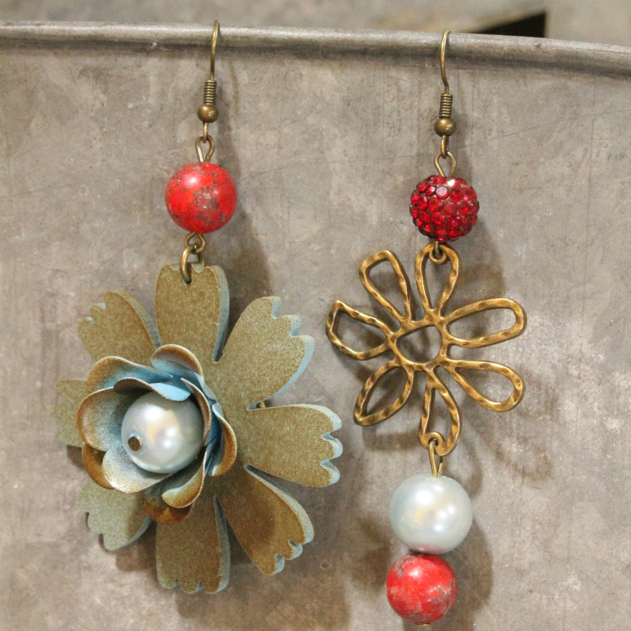 Color Explosion Turquoise Flower Dangle Earrings