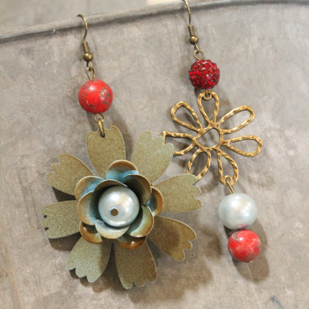 Color Explosion Turquoise Flower Dangle Earrings