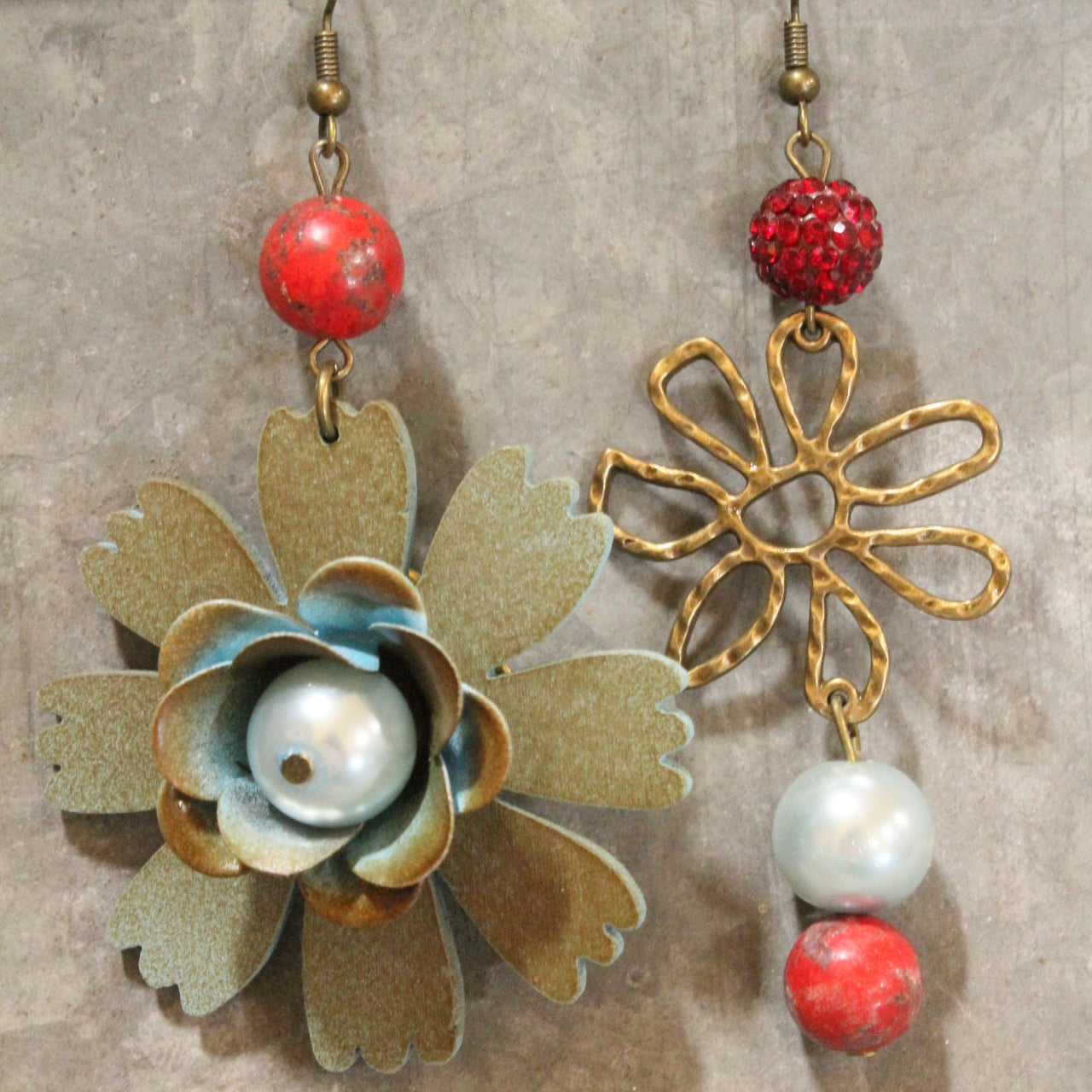 Color Explosion Turquoise Flower Dangle Earrings