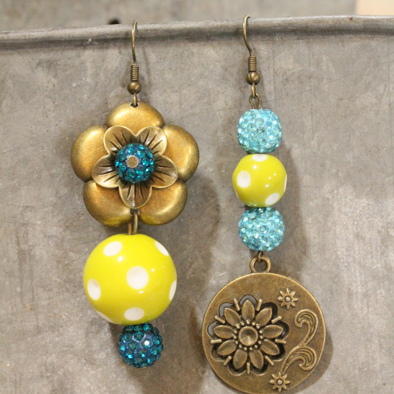Color Explosion Lime Flower Dangle Earrings