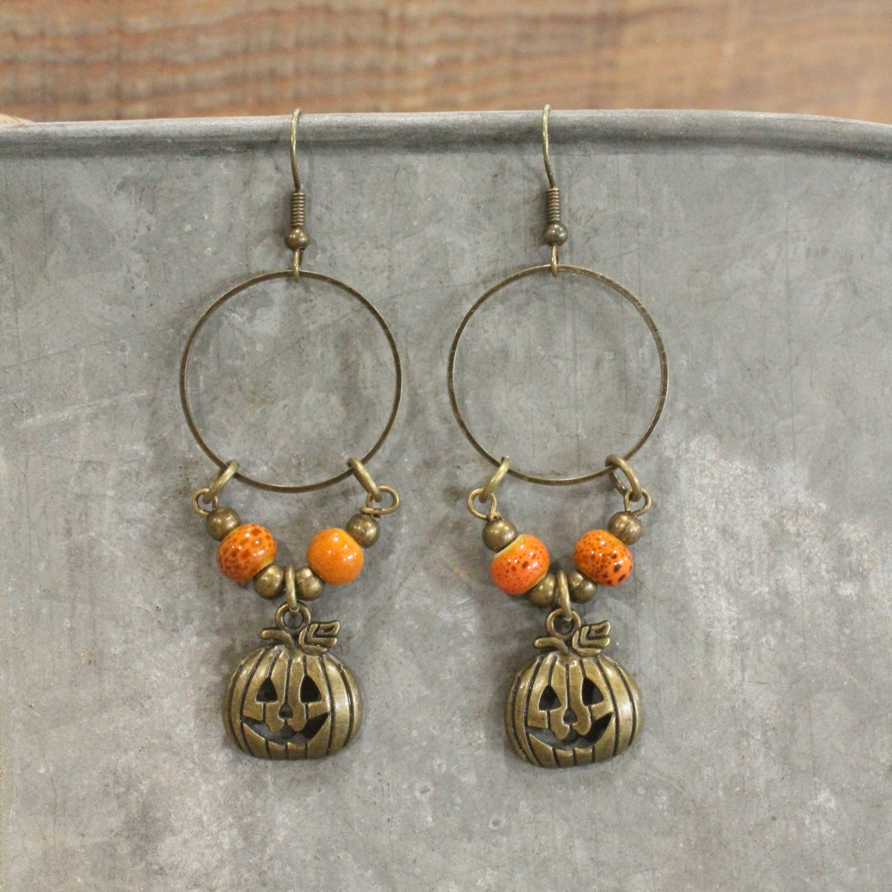 Jack-O-Lantern Hoop Earrings