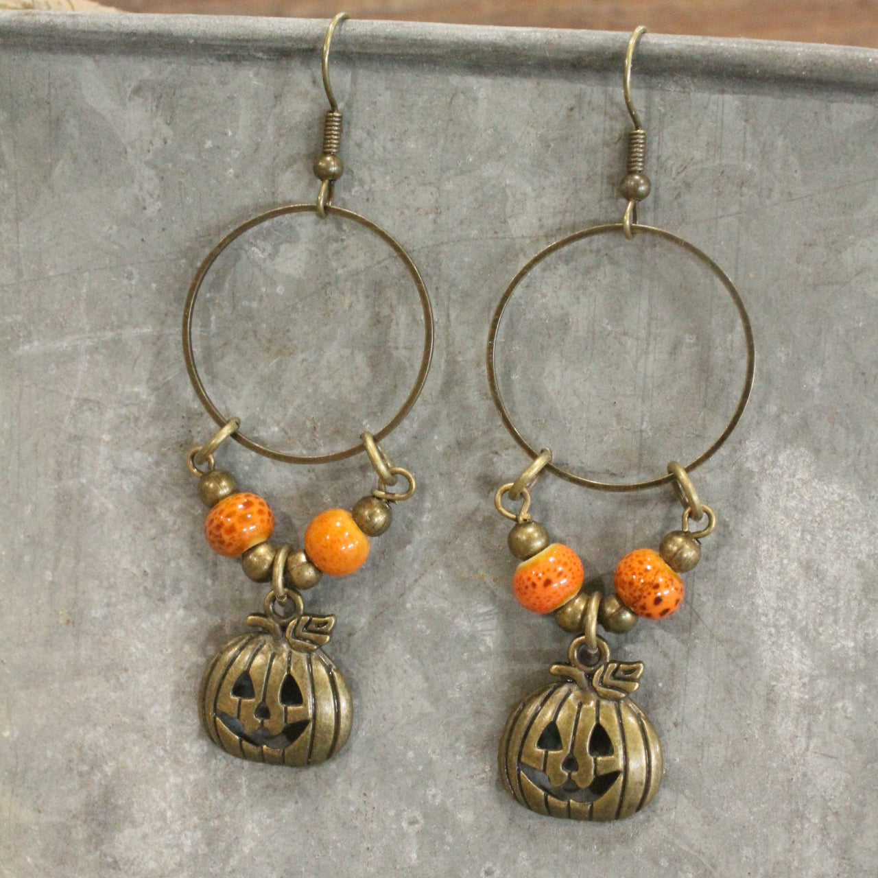 Jack-O-Lantern Hoop Earrings