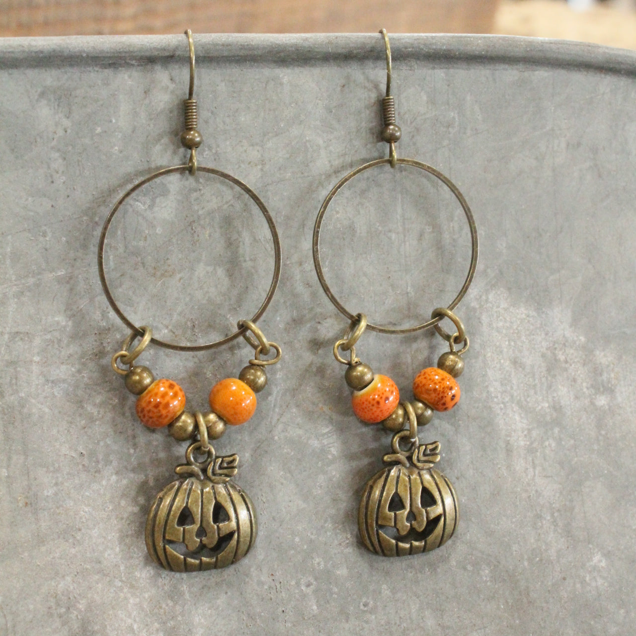 Jack-O-Lantern Hoop Earrings