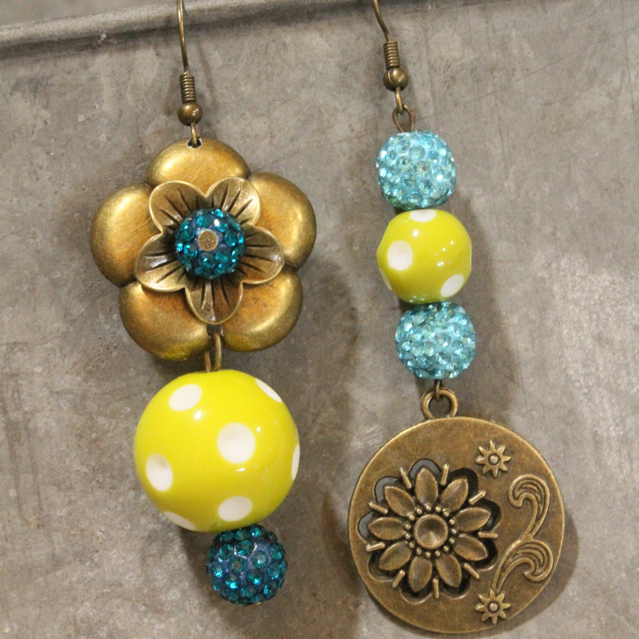 Color Explosion Lime Flower Dangle Earrings