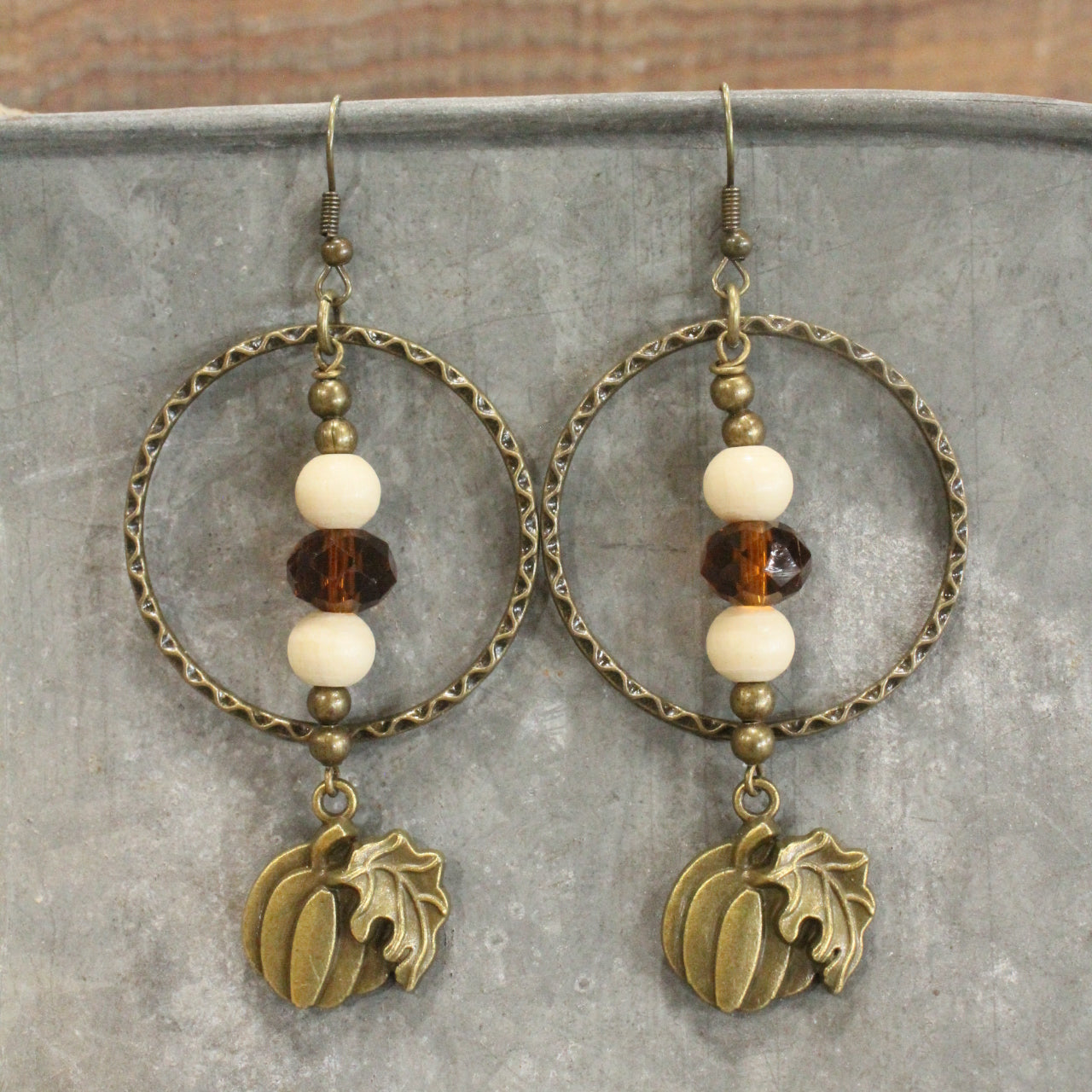 Fall Pumpkin Hoop Earrings