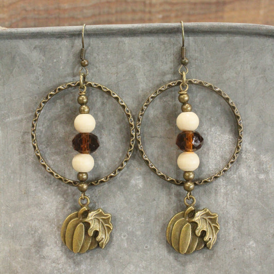 Fall Pumpkin Hoop Earrings