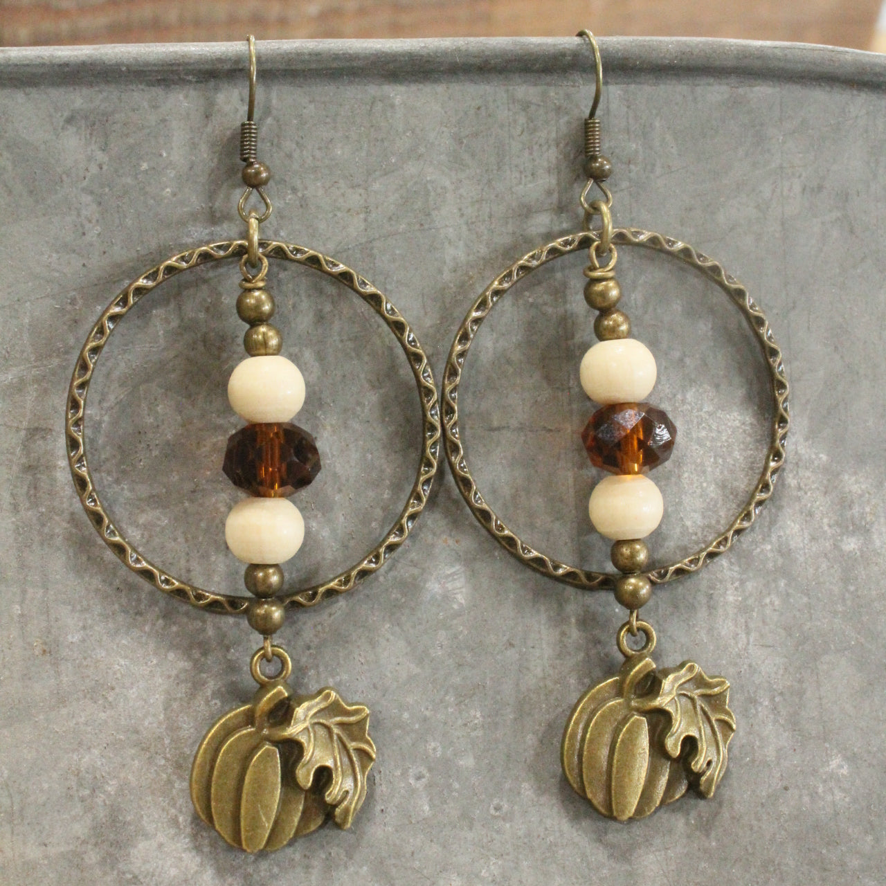 Fall Pumpkin Hoop Earrings