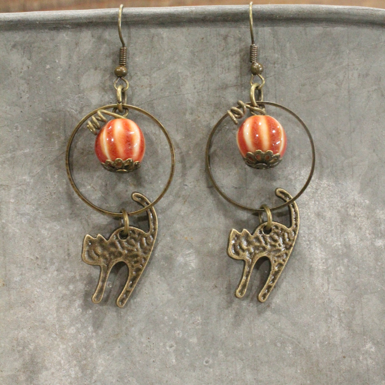 Halloween Pumpkin & Cat Earrings