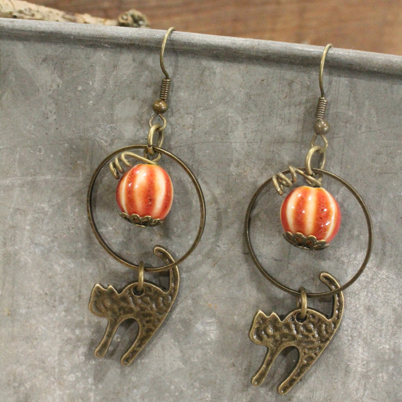 Halloween Pumpkin & Cat Earrings