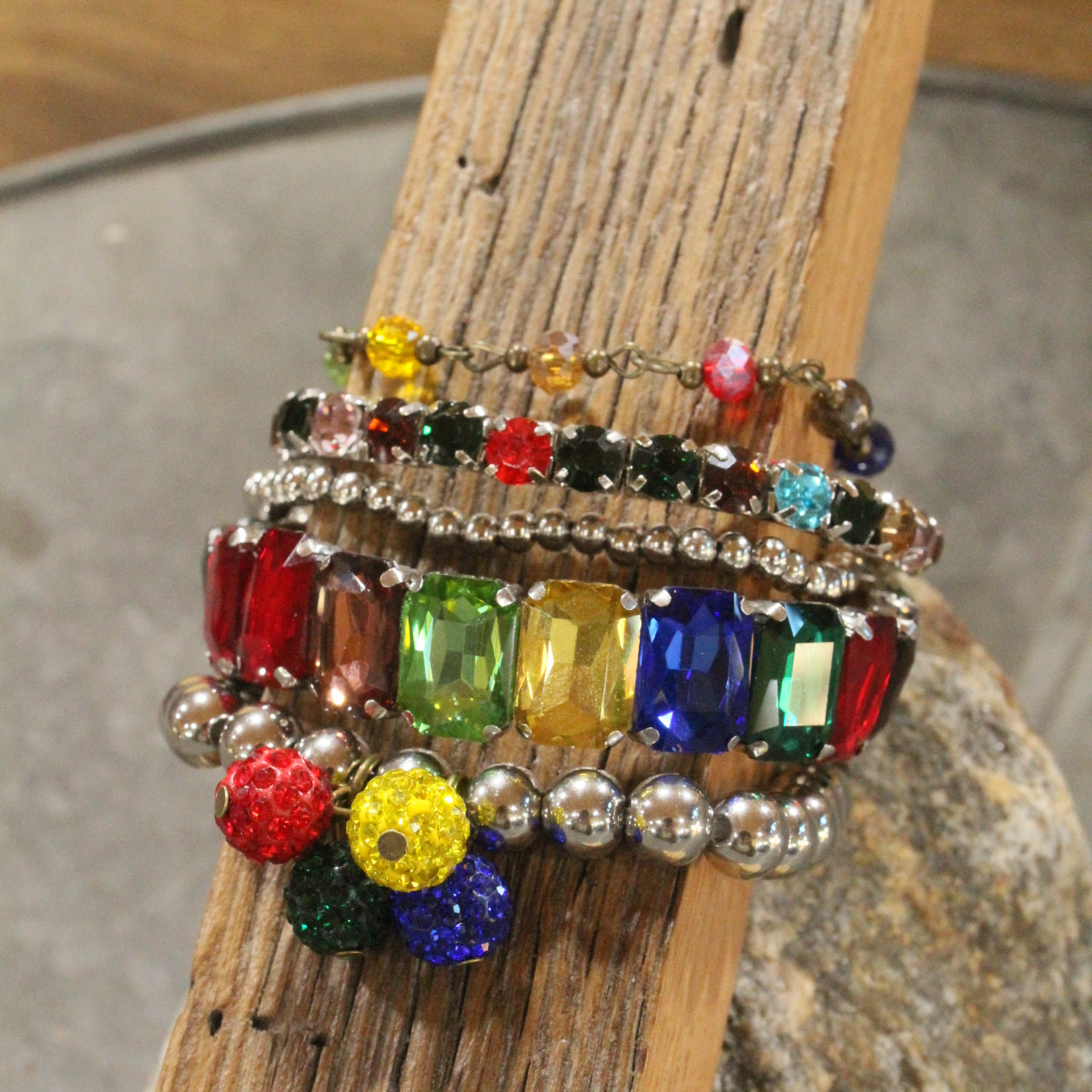 Multi Color Bling Silver Bracelet Set
