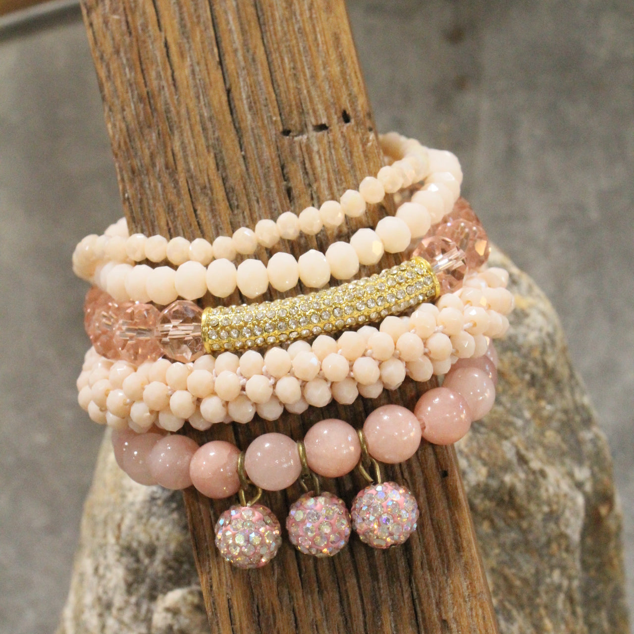 Rich & Golden Pink Bracelet Set