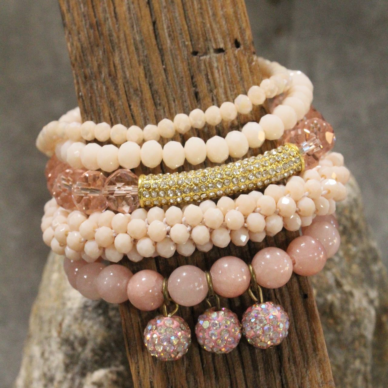 Rich & Golden Pink Bracelet Set