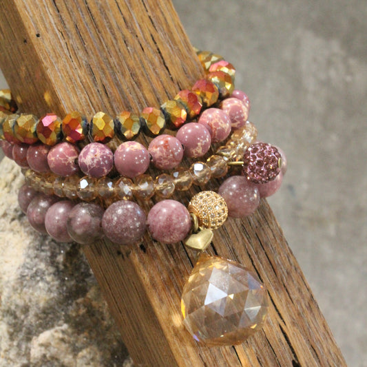 Purple & Gold Heart Bracelet Set