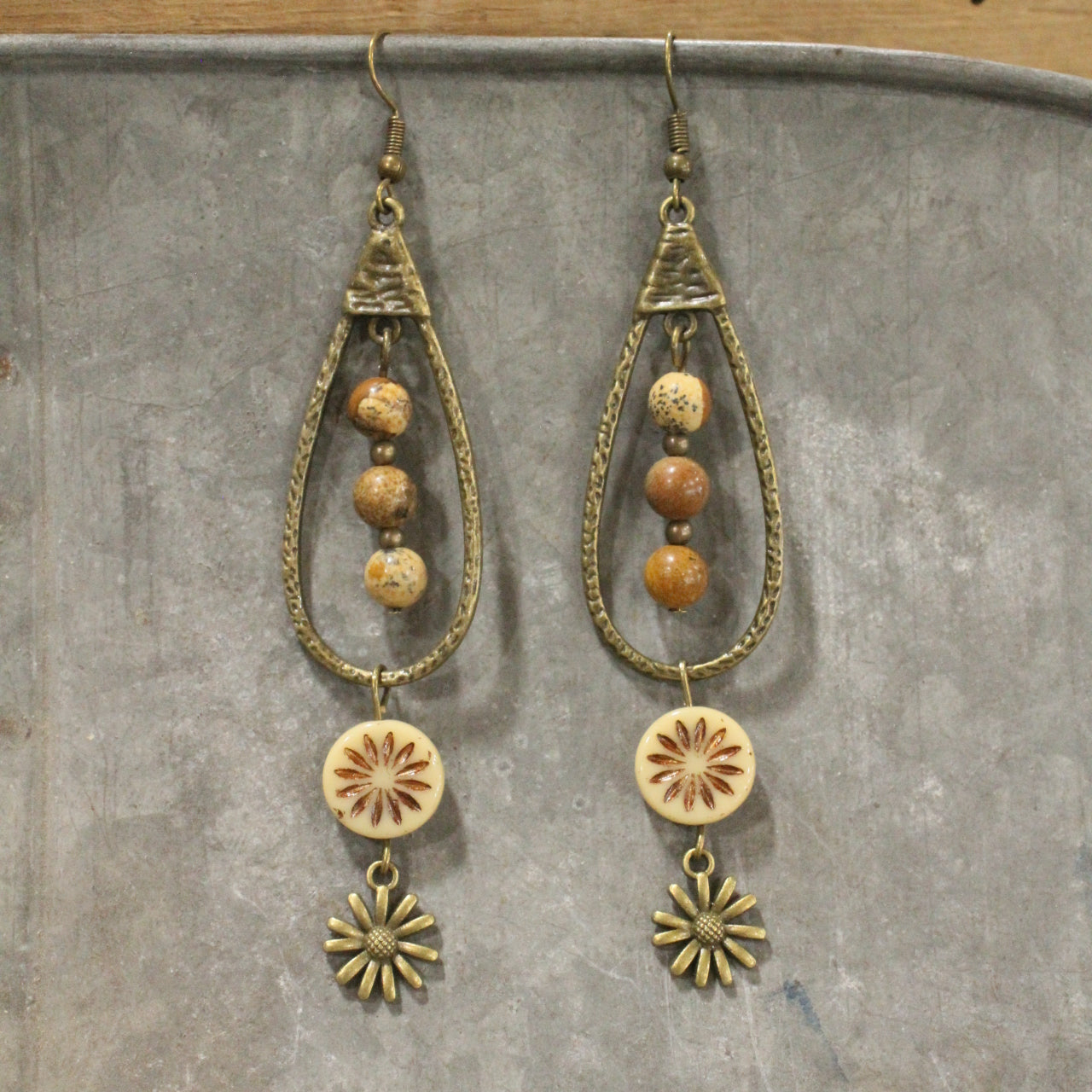 Teardrop Earth Tone Dangle Drop Earrings