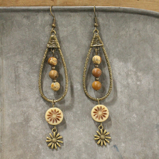 Teardrop Earth Tone Dangle Drop Earrings
