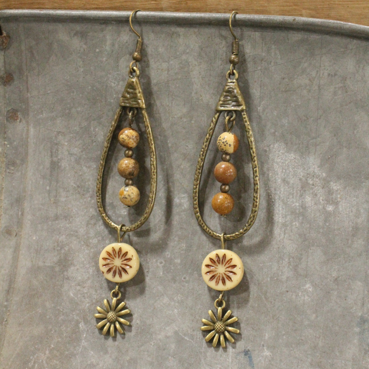 Teardrop Earth Tone Dangle Drop Earrings