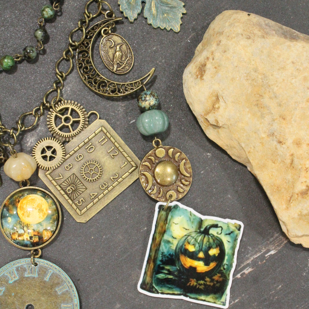 Spooky Night Sky Patina Charm'd Necklace