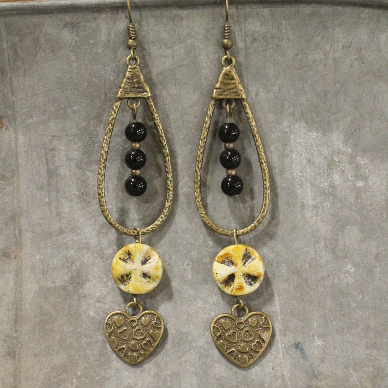 Teardrop Black Dangle Drop Earrings