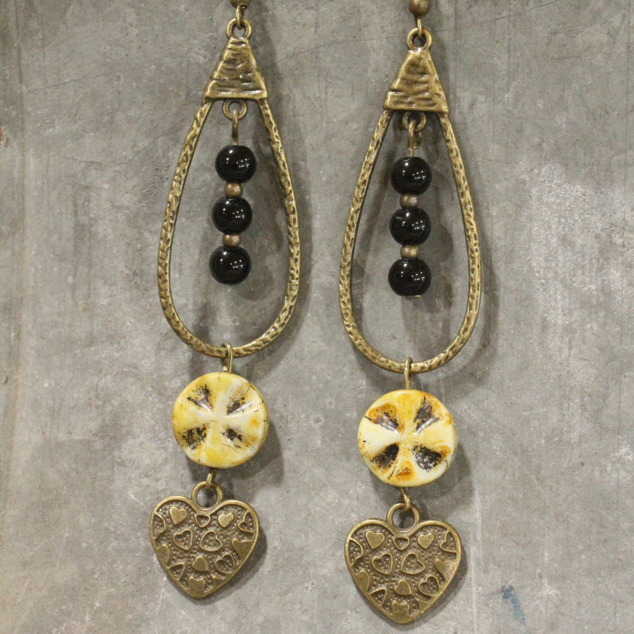 Teardrop Black Dangle Drop Earrings