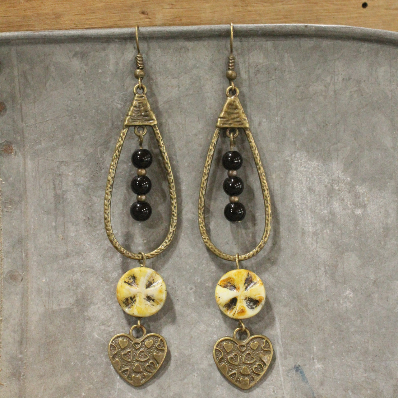 Teardrop Black Dangle Drop Earrings