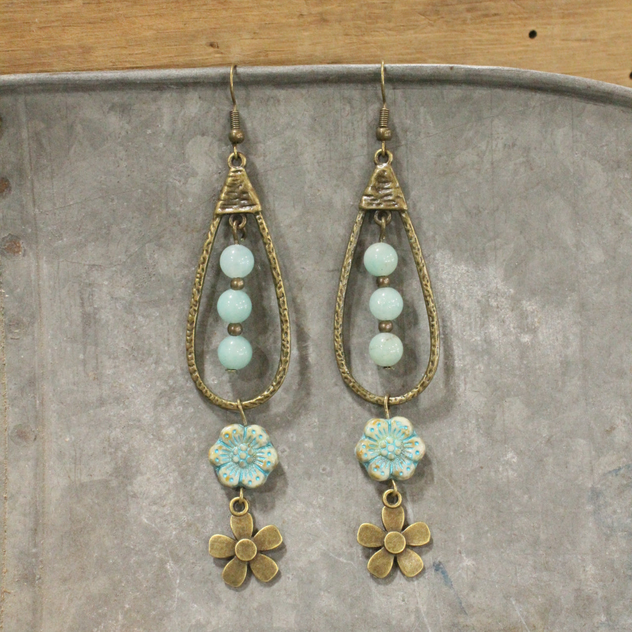 Teardrop Mint Dangle Drop Earrings