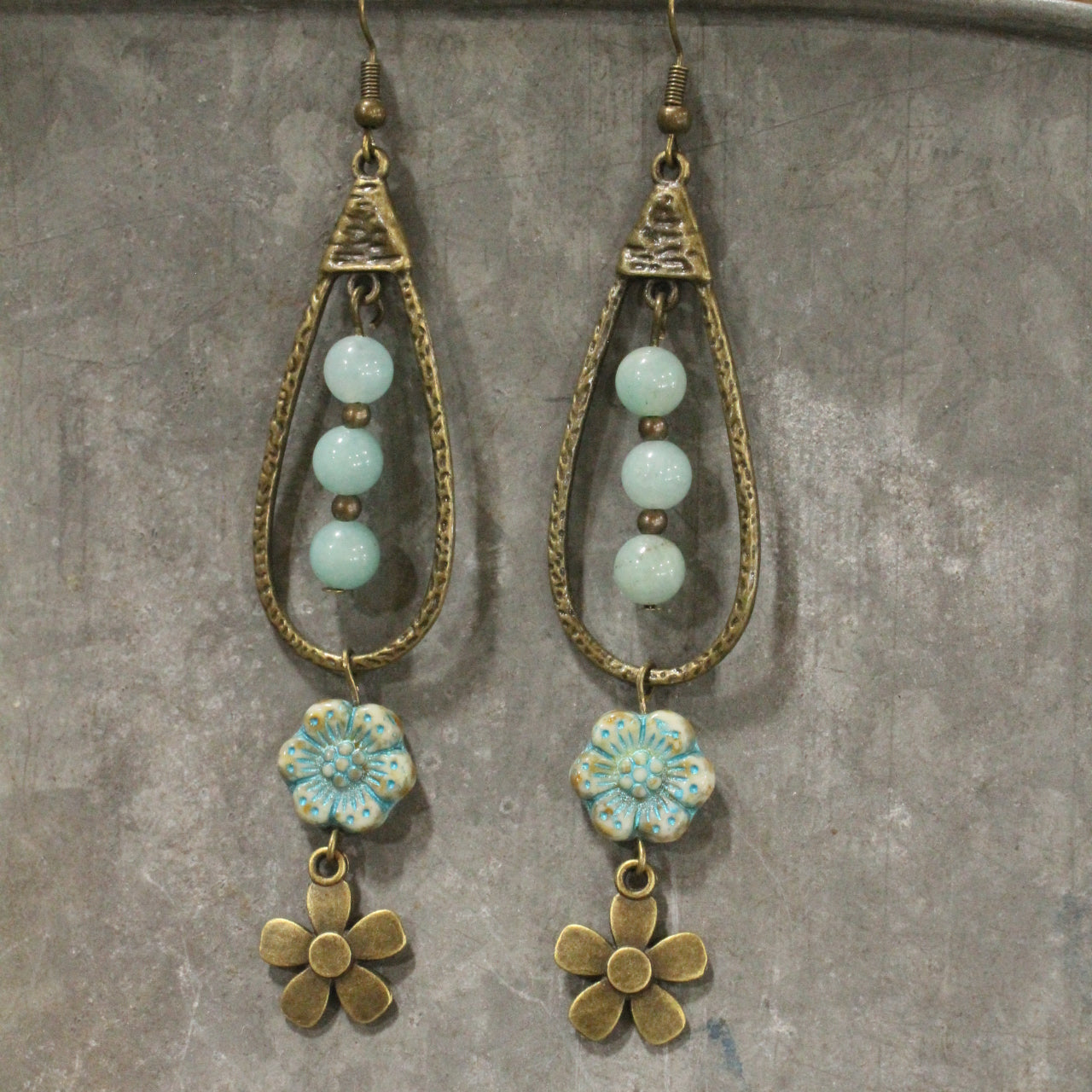 Teardrop Mint Dangle Drop Earrings