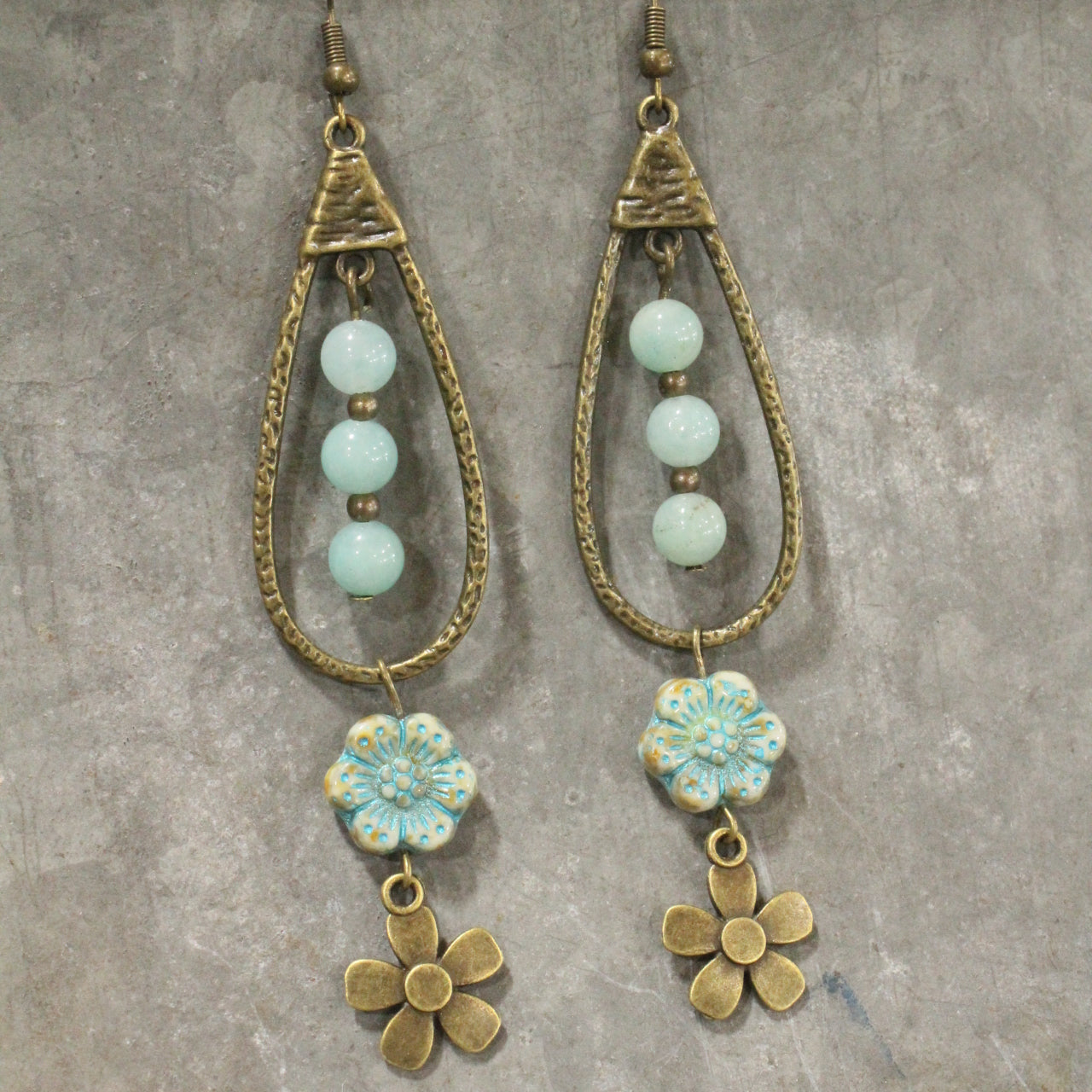 Teardrop Mint Dangle Drop Earrings