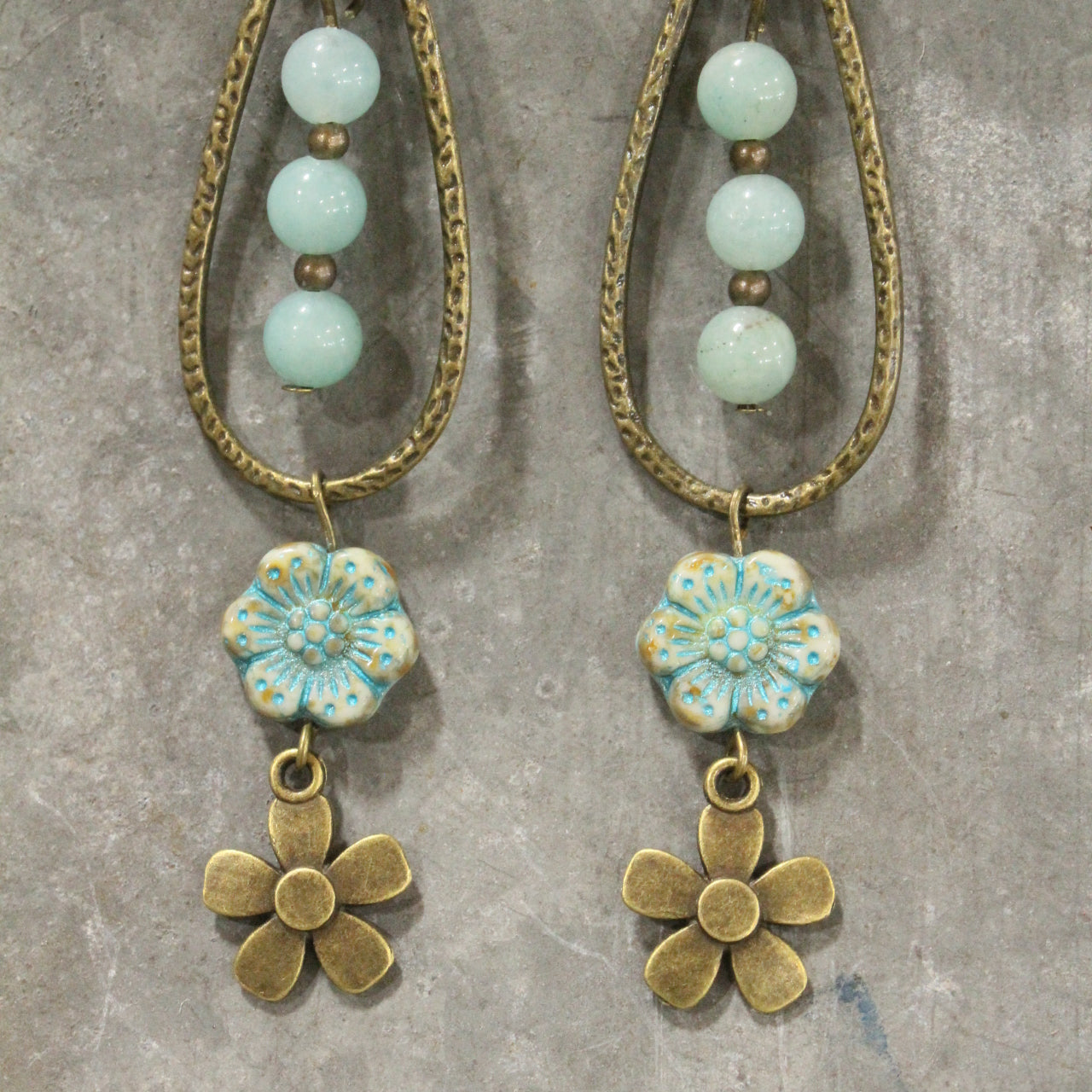 Teardrop Mint Dangle Drop Earrings