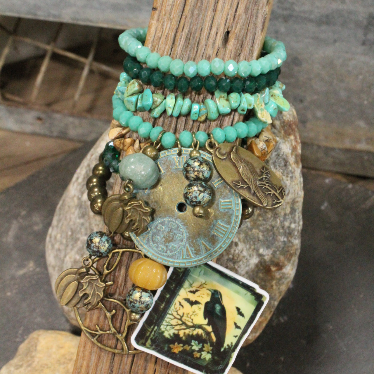 Spooky Night Sky Patina Charm'd Bracelet Set