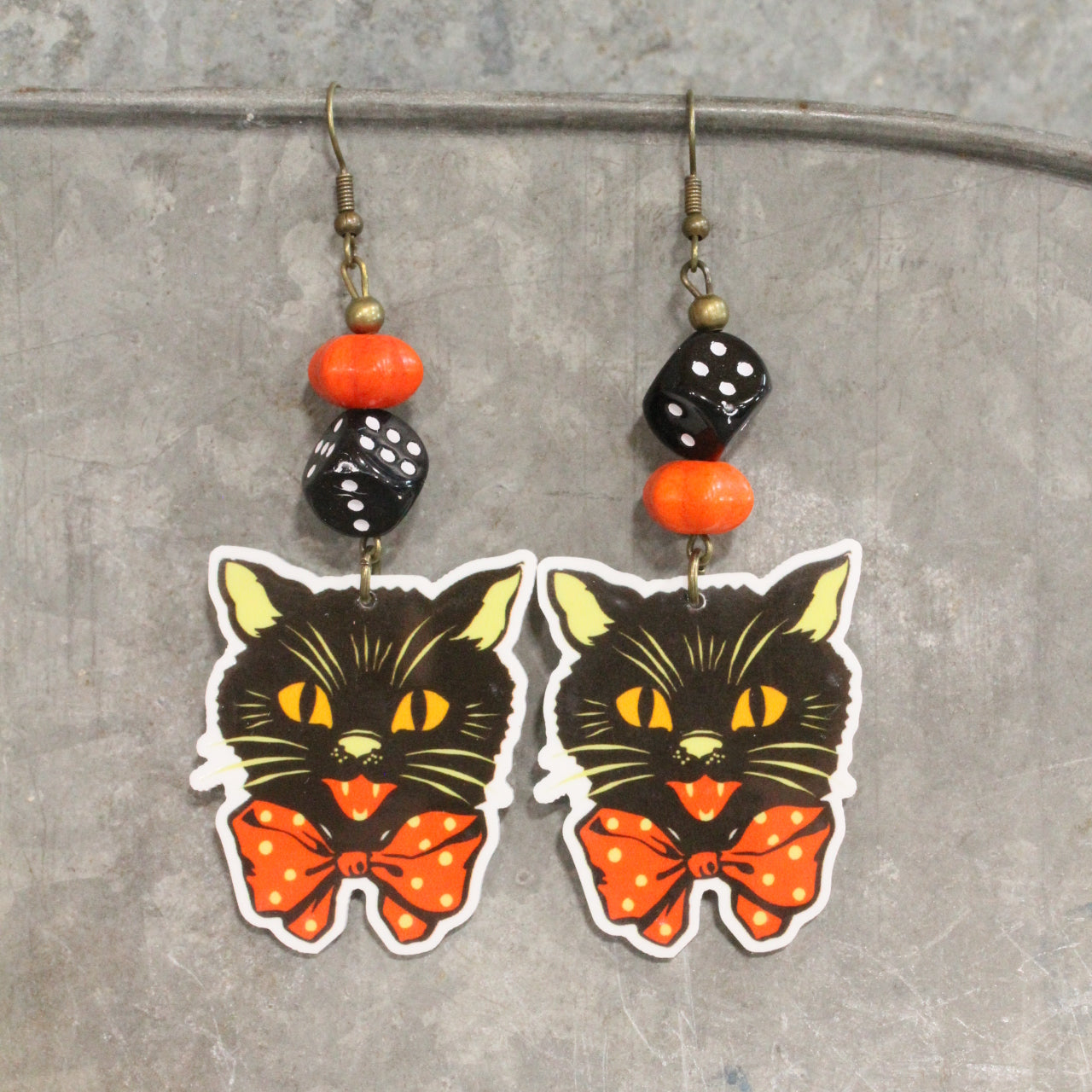 Black Cat Pez Dangle Earrings