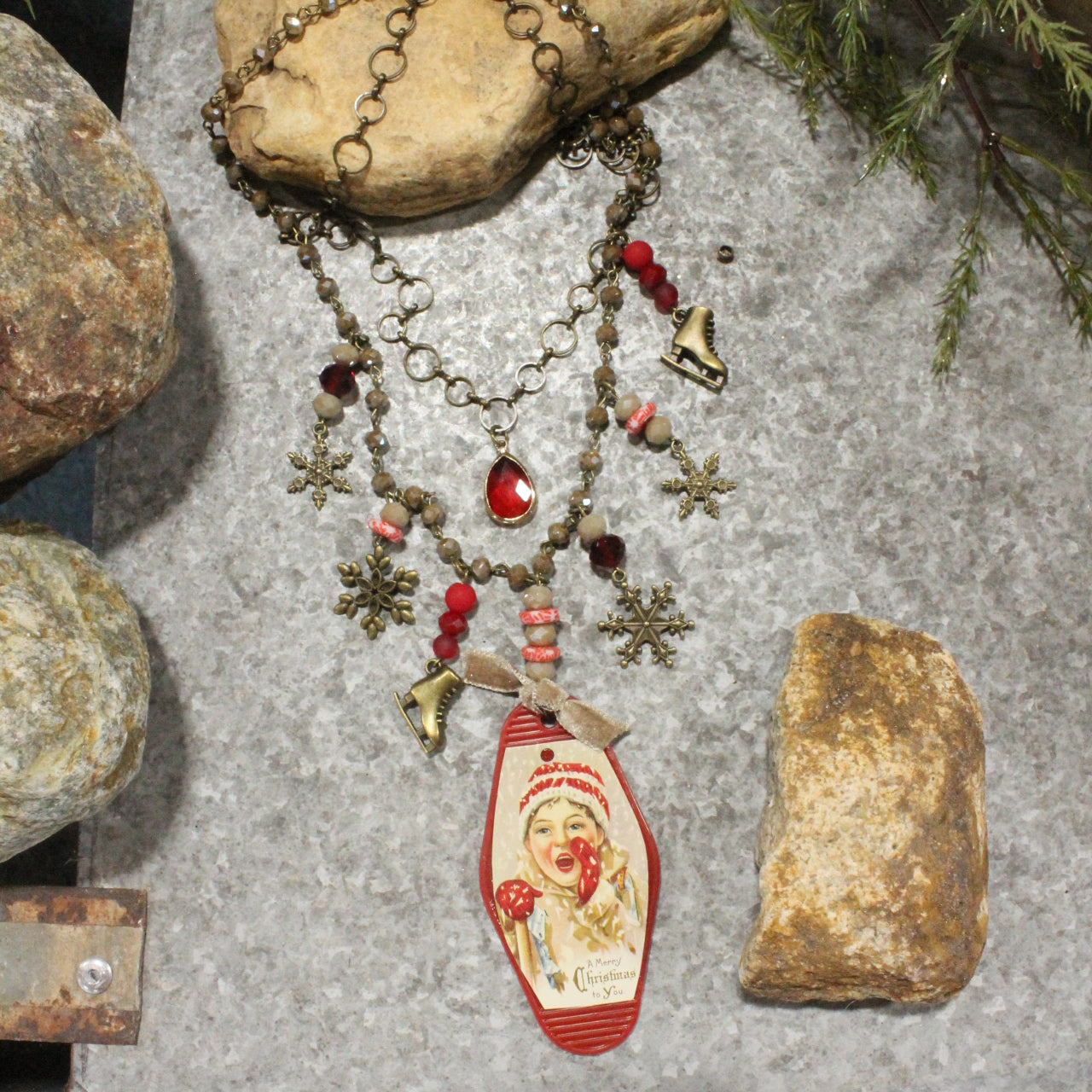 Vintage Boy Playing Charm'd Necklace