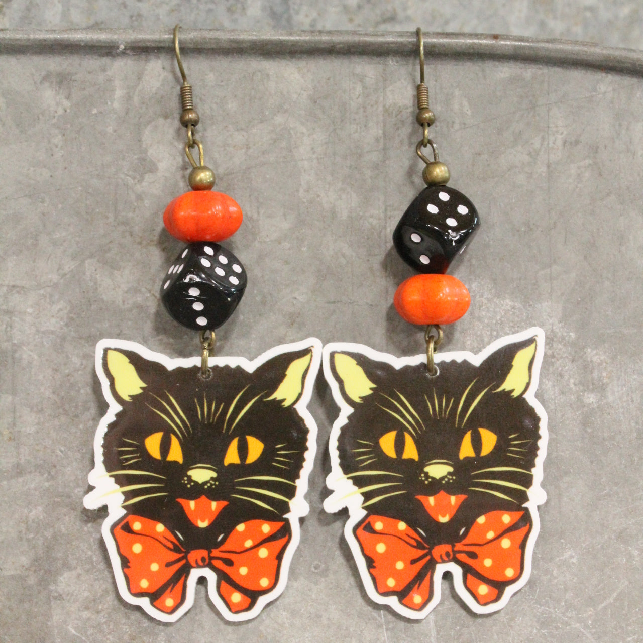 Black Cat Pez Dangle Earrings