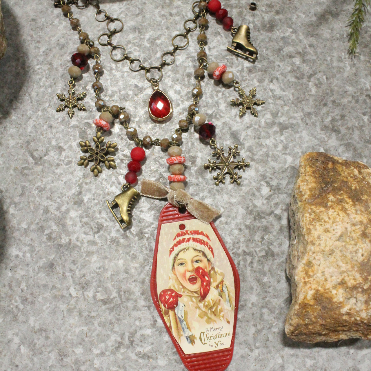 Vintage Boy Playing Charm'd Necklace