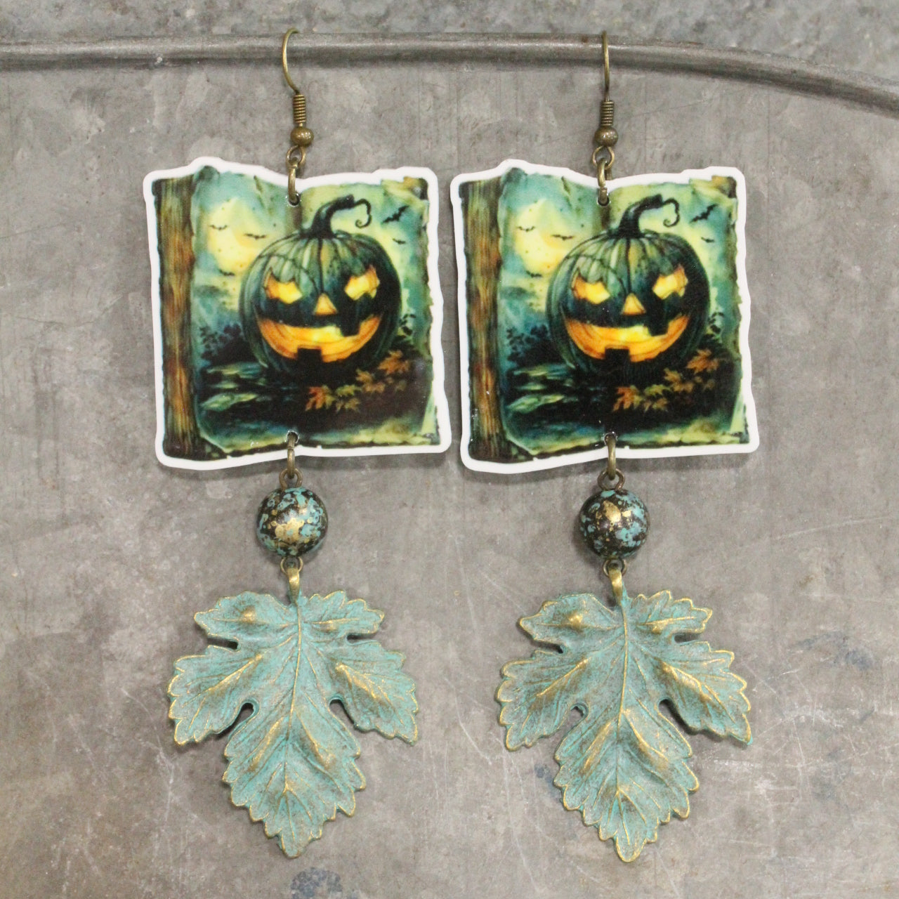 Spooky Night Sky Patina Dangle Earrings