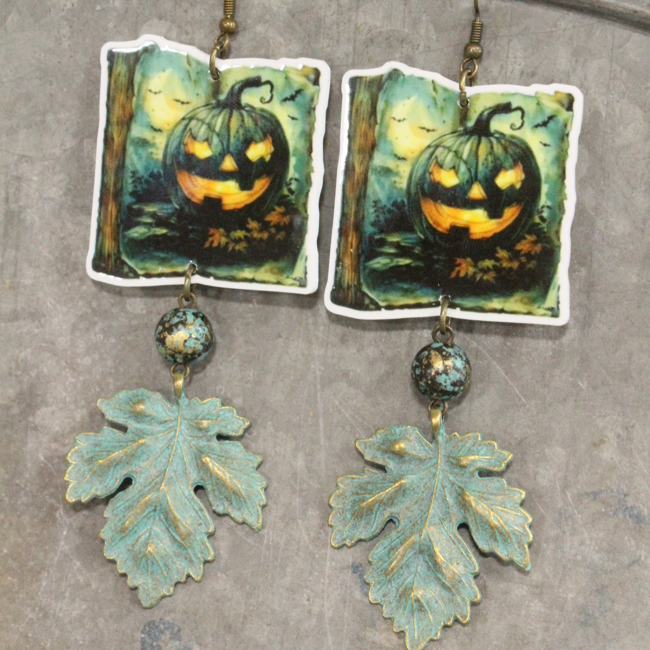 Spooky Night Sky Patina Dangle Earrings