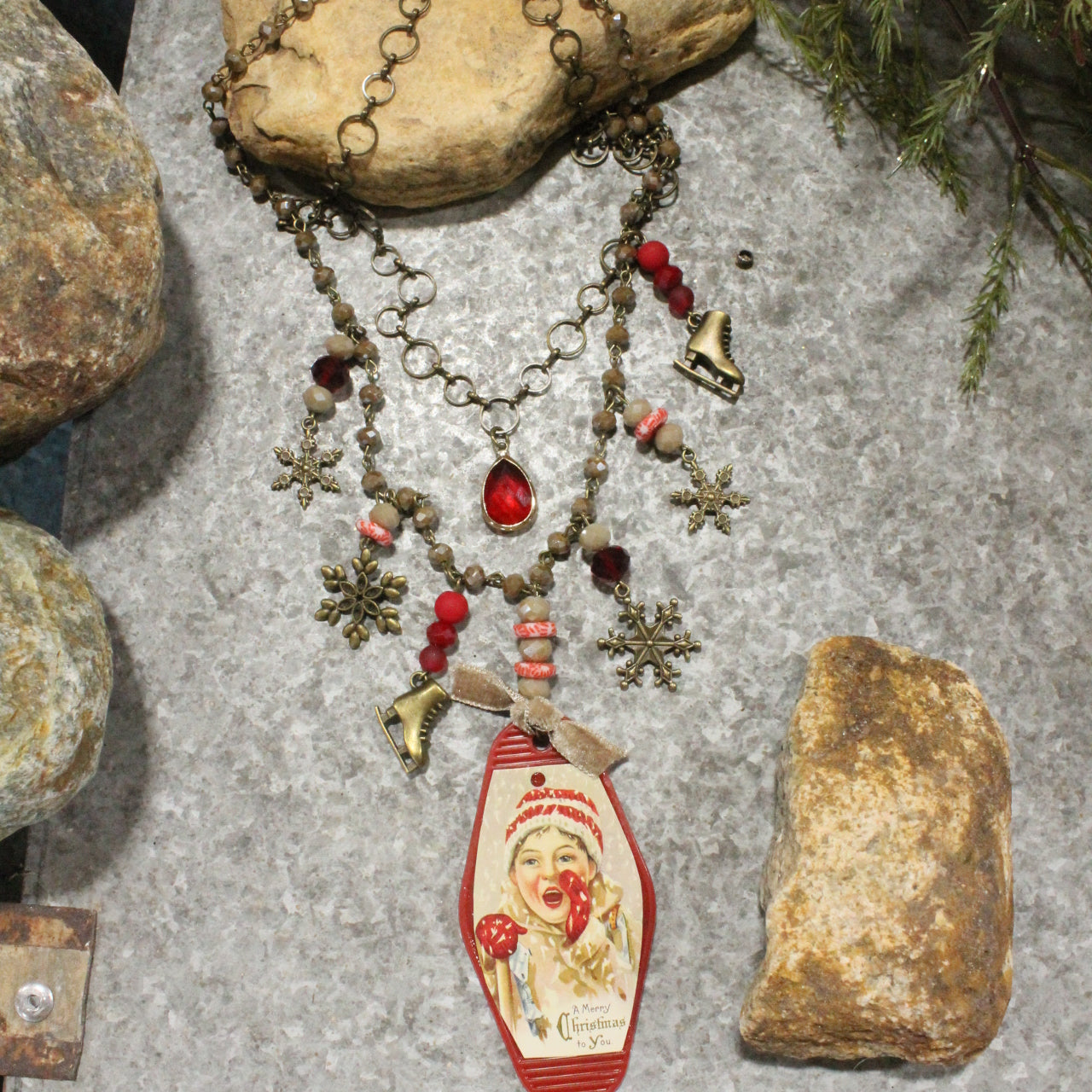 Vintage Boy Playing Charm'd Necklace